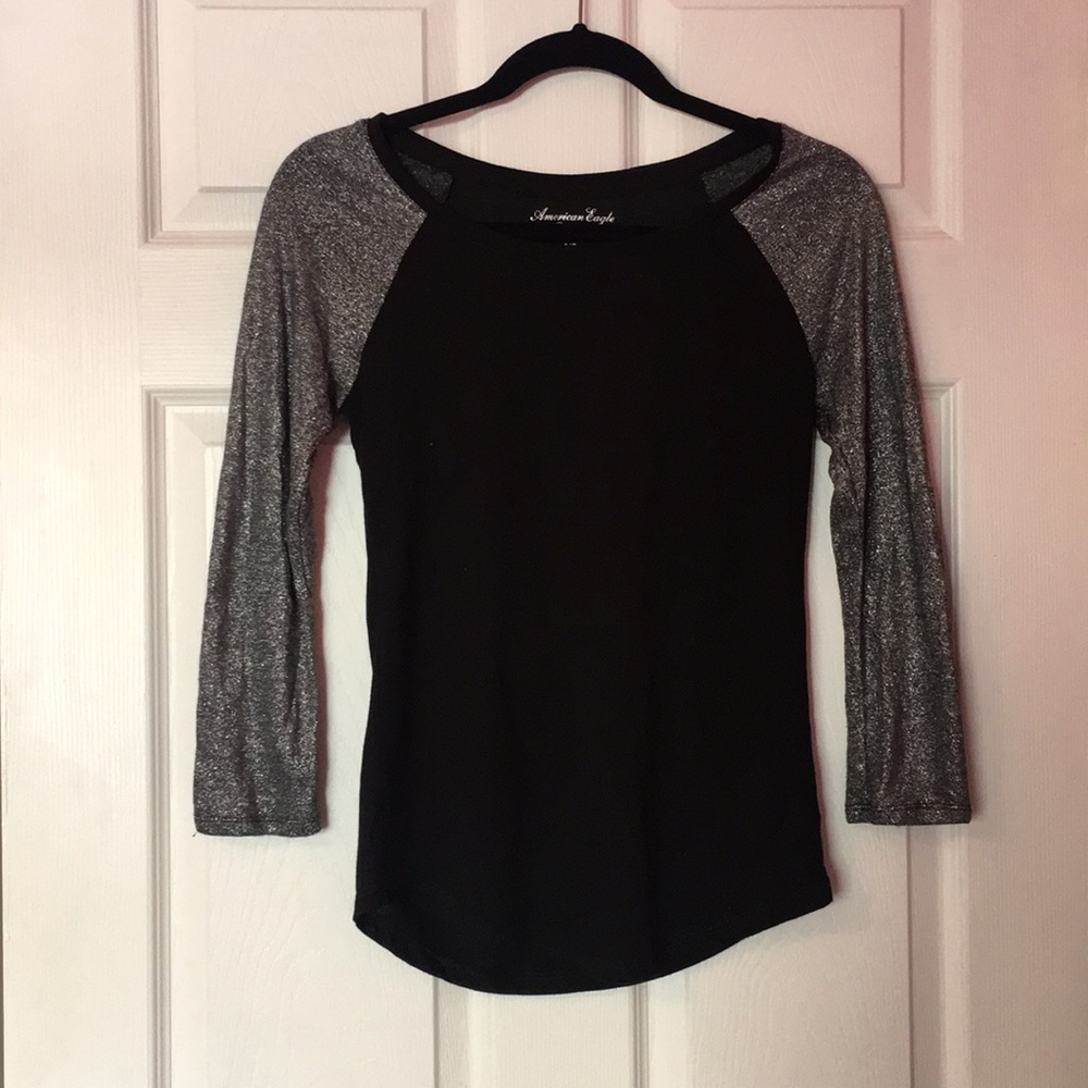 American Eagle Top with Shimmery Sleeves
